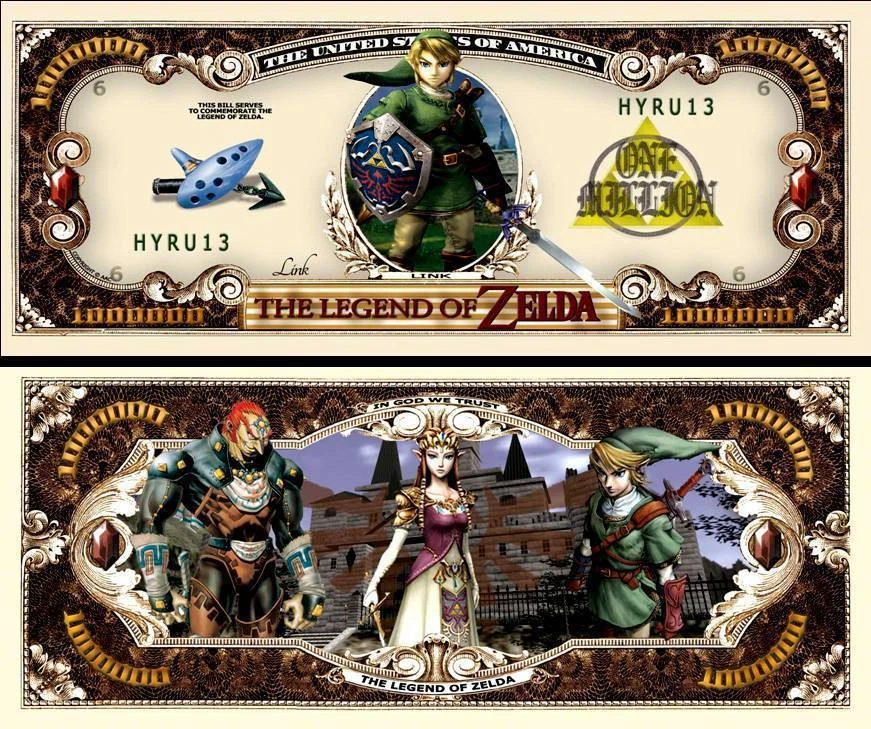 LEGEND OF ZELDA BANKNOTE SAMMLUNG 1 MILLION DOLLAR US! Manga the Videospiel Serie