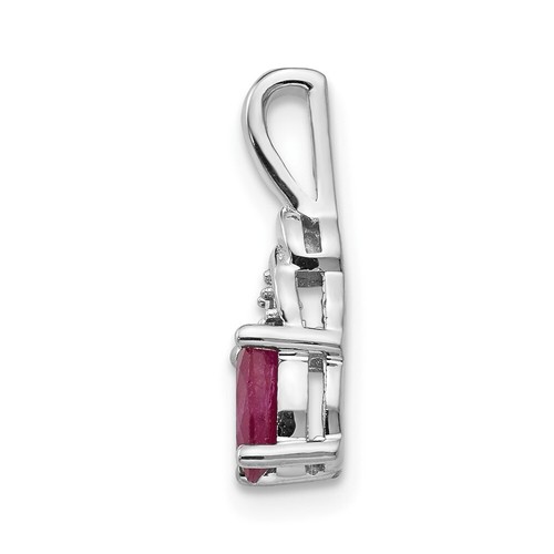 14k White Gold Ruby and Diamond Pendant 0.57g, L-16mm, W-4mm Gift for Her - Picture 2 of 5