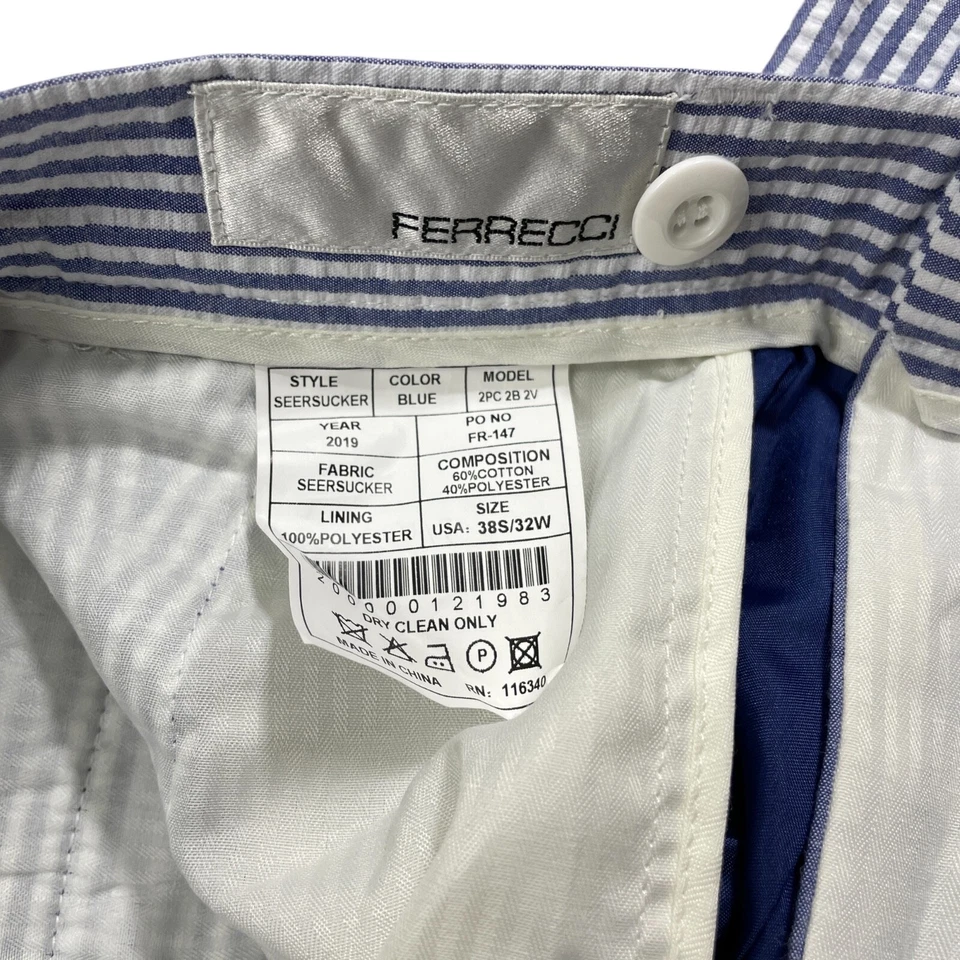 Ferrecci 32 x 27 1/2 Blue Stripe Seersucker Cotton Polyester (see description) - Image 2 of 4