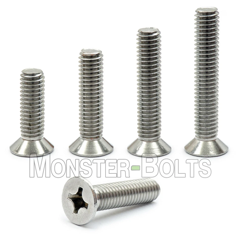 MONSTERBOLTS M5 Stainless Steel Phillips Flat Head Countersunk Machine Screws A2 18-8 DIN 965