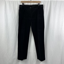 Eileen Fisher Black Velvet Velour Cotton Zip Button Straight Leg Pants Womens M