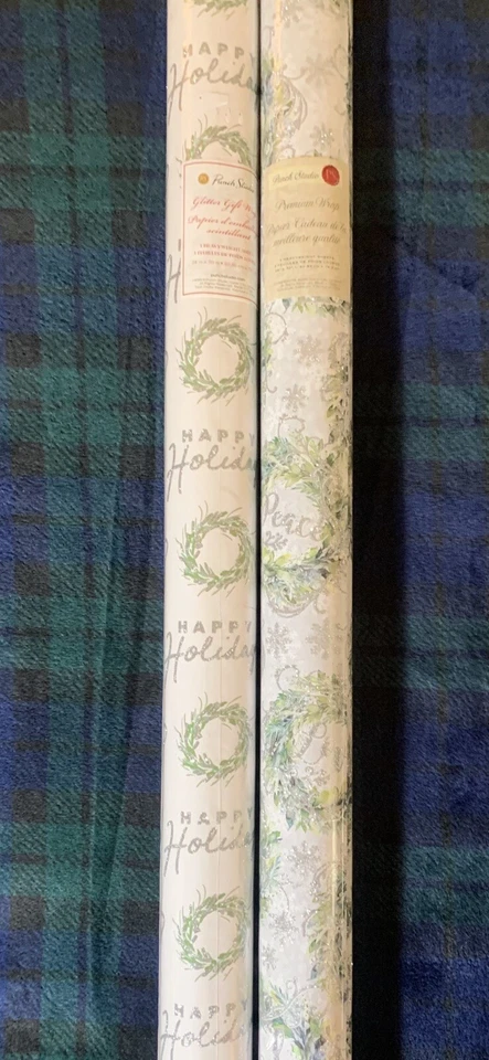 NEW Thick High Quality Glitter Christmas Wreath Wrapping Paper Christmas 2pc - Image 4 of 4