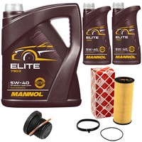 MotoröL Set Mannol 5W40 7 Liter + ÖLfilter + Schraube FüR Audi A4 A5 A6 A8 VW