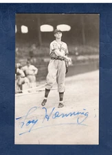 Autograph: LOY HANNING [1917-1986], 1939 St.L. Browns Rowe postcard (Action B)