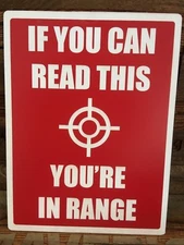 No Trespassing / Sniper / Warning Shot Sign, Red/White, 6"x8"  