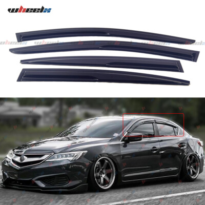 4× For 2013-2022 Acura ILX JDM Wavy Mugen Style Window Visors Rain Guards Vents