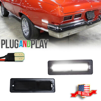 For 1970-1974 Chevy Nova Smoked Front / Rear Bumper White LED Side
