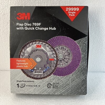 3M Flap Disc 769F Grade 40+ Quick Change Type 27 4.in x 5/8-11 Single Pack 29999