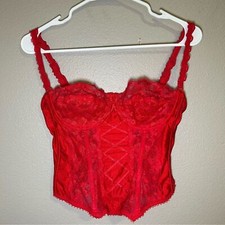 Lady Marlene vintage red lace corset bustier top women s size 38B