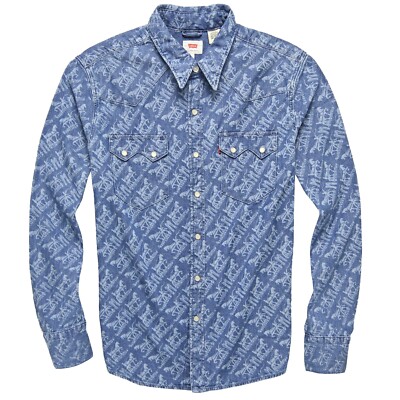 Levi's Men's Classic Casual Denim Printed Sawtooth Western Shirt