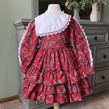 Vintage Martha s Miniatures Red Lace Ruffle Party Girls Dress Size 5T