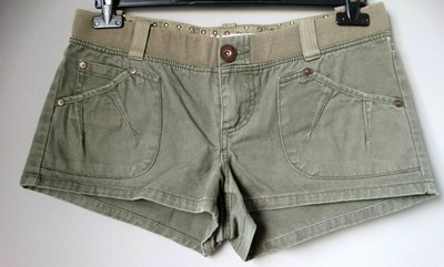 Shorts ONLY pantaloncini jeans VITA BASSA denim cachi verde militare kaki S  M | eBay