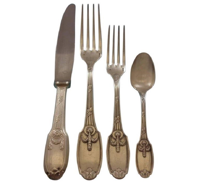 Delafosse by Christofle France Silverplate Flatware Set 12 Service