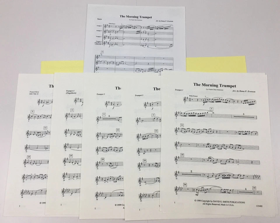 Morning Trumpet Sacred Instrumental Music Quartet Sheet Music by Dana F Everson - Image 3 of 4