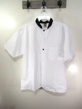 Mens Chef Shirt Size XL White Black Button Front Short Sleeve Pocket