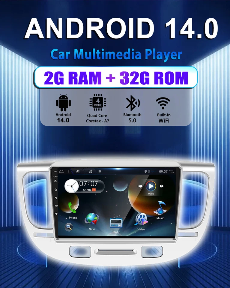 2+32GB Für Kia Rio 2 2005-2011 ANDROID 14 AUTORADIO GPS NAVI CARPLAY Kamera WIFI - Bild 3 von 4