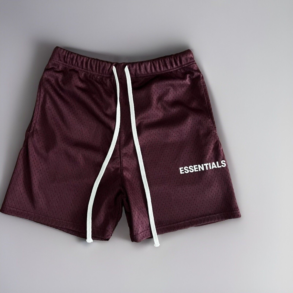 ショーツ FEAR OF GOD ESSENTIALS BURGUNDY HONEYCOMB SHORT Fear Of God Essentials By Jerry Lorenzo Burgundy Mesh Shorts