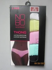 No Boundaries Womens 5-Pr Cotton Stretch Rib Solid Thong Underwear Size M (7-9)