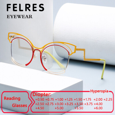 Cat Eye Anti Blue Light Reading Glasses Women Clear Lens