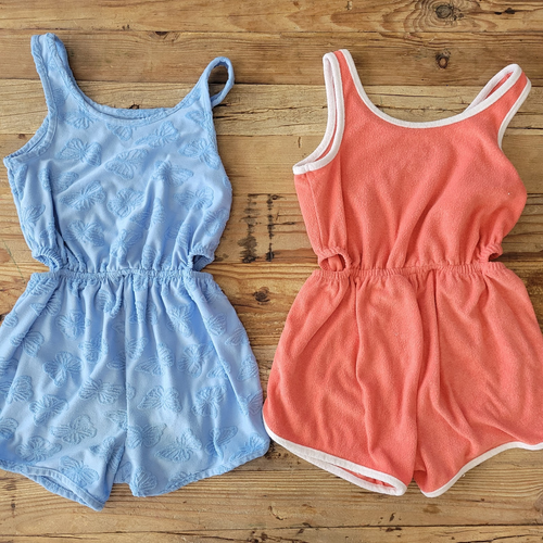 Set of 2 SO Girls Blue Butterfly & Coral Rompers Cover-Up Shorts - Small Size 7 - Picture 5 of 7