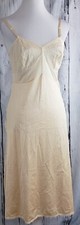 VTG Nancy King Lingerie Dress Full Slip Nylon Beige Size 32 Adjustable 2181