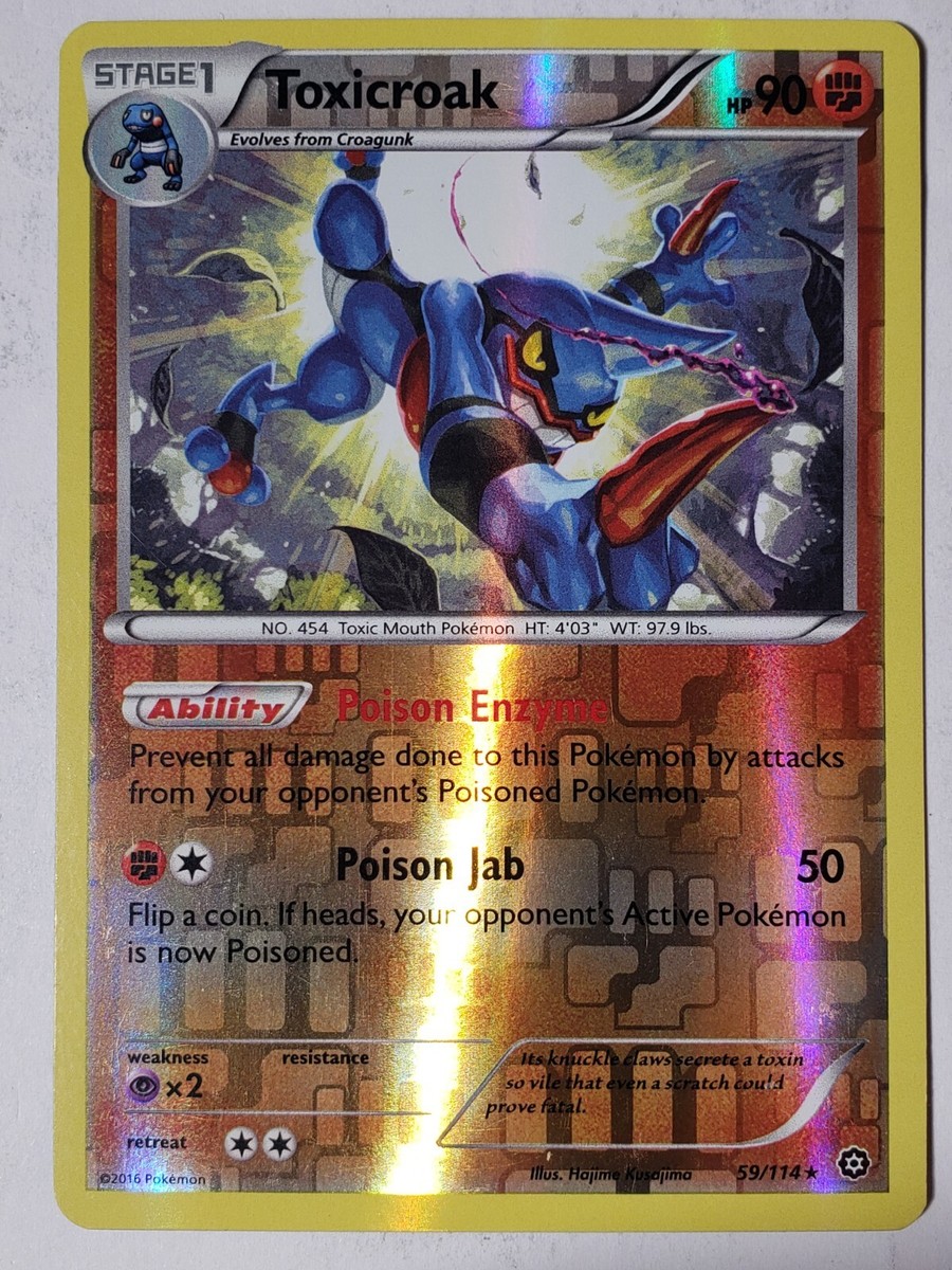 ろっくろーん REVERSE HOLO Toxicroak 59/114 LP - RARE XY Steam Siege Pokemon