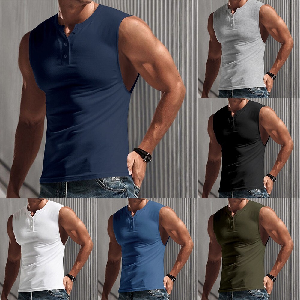 Tank Top Vest Brand New Casual Vest T Shirt Green M-3XL Navy Polyester-image
