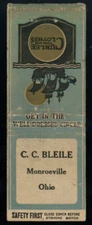 DIAMOND "Safety First" / C. C. Bleile, Curlee Clothes, Ohio matchbook BOBTAIL