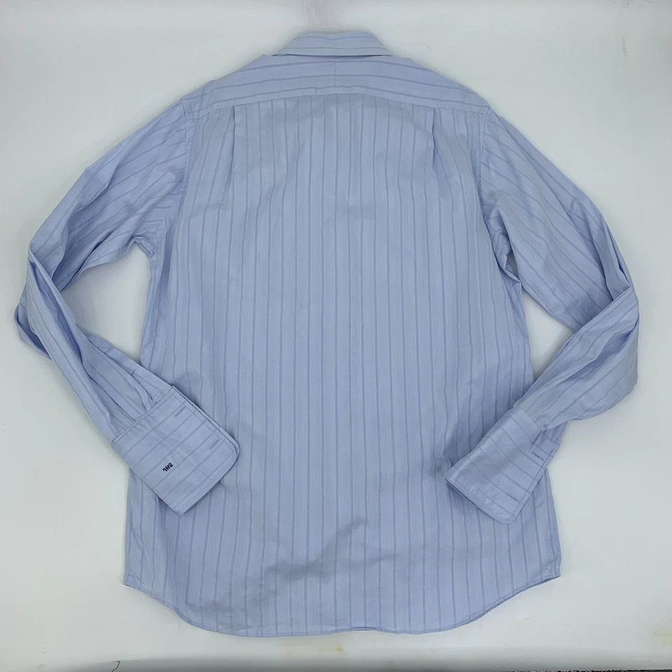 Paul Fredrick French Cuff Dress Shirt Men's Size 16 Blue Long Sleeve 100% Cotton Foto 3 de 4