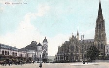 AK Köln - Bahnhof und Dom - color - Pferdeku...