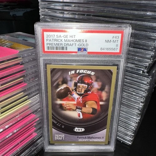 2017 SA-GE HIT Patrick Mahomes II In Focus Gold Premier Draft PSA 8 QB RC