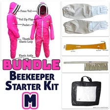Jawadis Full Body Bee Suit Bundle – Fuchsia – M Gloves, Hive Tool & Brush