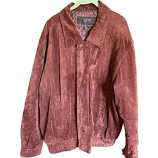 G-111 Suede Jacket Mens Size 3XL Brown Lined Zip Up Bomber 