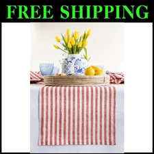 Handcrafted Pure Linen Table Runner 14 x 36 Inch - Ideal for Summer Gatherings