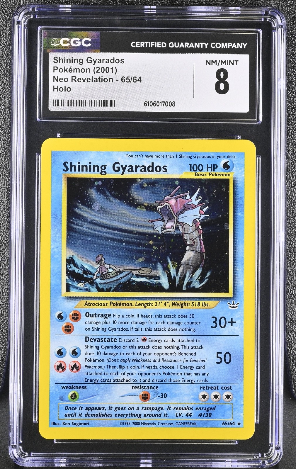 Shining Gyarados 65/64 Neo Revelation Unlimited Holo, CGC Grade 8.0 (NM/Mint)