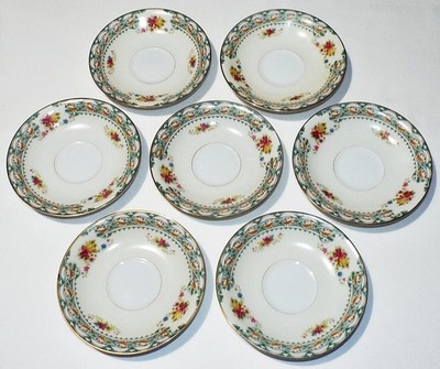 7 PC SET - ALBION CHINA FLORAL DEMITASSES SAUCERS VINTAGE JAPAN PORCELAIN   ABL7