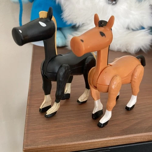 Set of 2:  Vintage Fisher Price Little People Black and Brown Horse