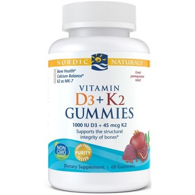 Nordic Naturals D3K2 Gummies Vitamine D3 und K2 60 Gele Granatapfelgeschmack
