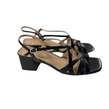 Journee Collection Shyla Black Strappy Block Heel Slingback Sandals Size 9M NEW
