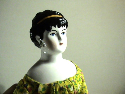 Vintage China Head Doll Hand Painted China Arms & Legs Handmade Stuffed Body - Picture 10 of 14