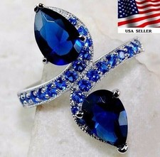 4CT Treated Blue Sapphire 925 Solid Sterling Silver Ring Jewelry Sz 6 UB4-6
