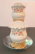 Vintage Capodimonte Style Hand Painted Porcelain 3D Sculpted Floral Wall Pockets