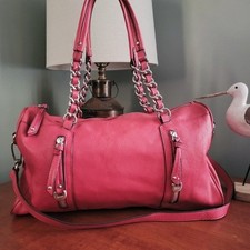 B Makowsky Red Leather Chain Satchel Bag