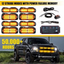 Amber Led Strobe Light Bar With Controller For Truck Suv Utv Van Bus 12-24v Us