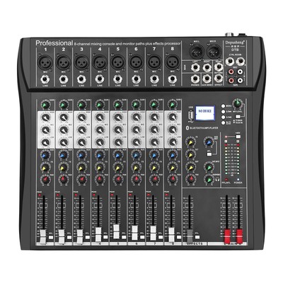 DT8 Professional Mixer Sound Board Console 8 Channel Desk System Interface Di...