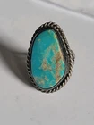 Vintage NAVAJO Sterling Silver & Morenci Turquoise Split Shank Ring Size 8
