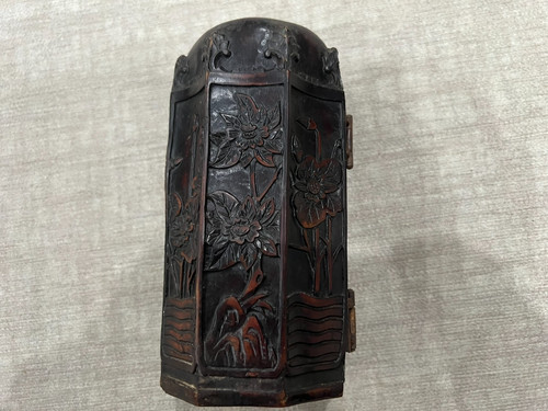 VINTAGE Chinese Buddhist Guanyin Sankai Triptych Portable Folding Shrine Box