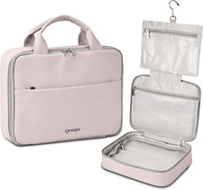 Makeup Bag Organizer, Large Hanging Toiletry Bag for Women with Leakproof Compar
