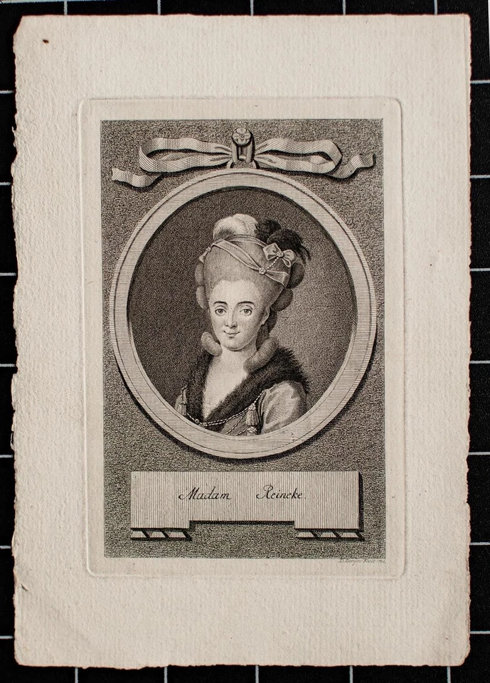 Gottfried Daniel Berger Frauenporträt Rokoko Madam Reineke Orig Kupferstich 1781 - Bild 2 von 2