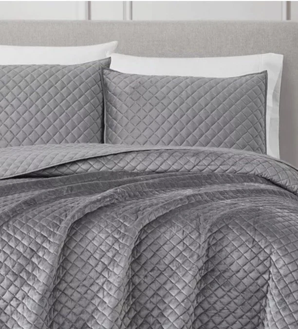 Royal Velvet Diamnond Velvet Quilt Full/queen 3 Pcs Grey QS5622GYFQ-2600 - Image 2 of 4
